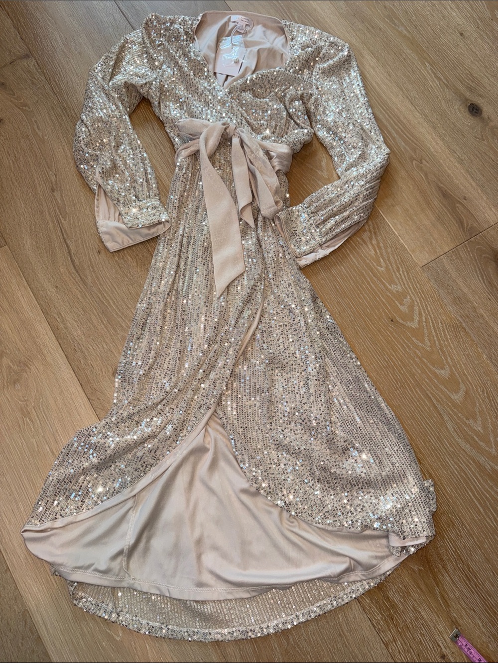 LC Lauren Conrad Blush Sequin Wrap High-Low Dress